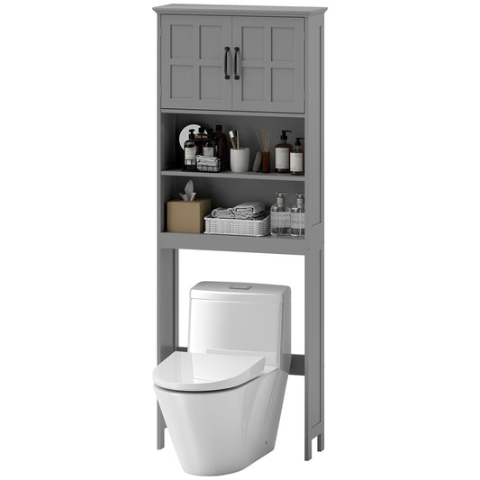 Modern Over The Toilet Storage, Bathroom Cabinets Over Toilet with Open Shelves and Double Door Cabinet, Grey Bathroom Cabinets   at Gallery Canada