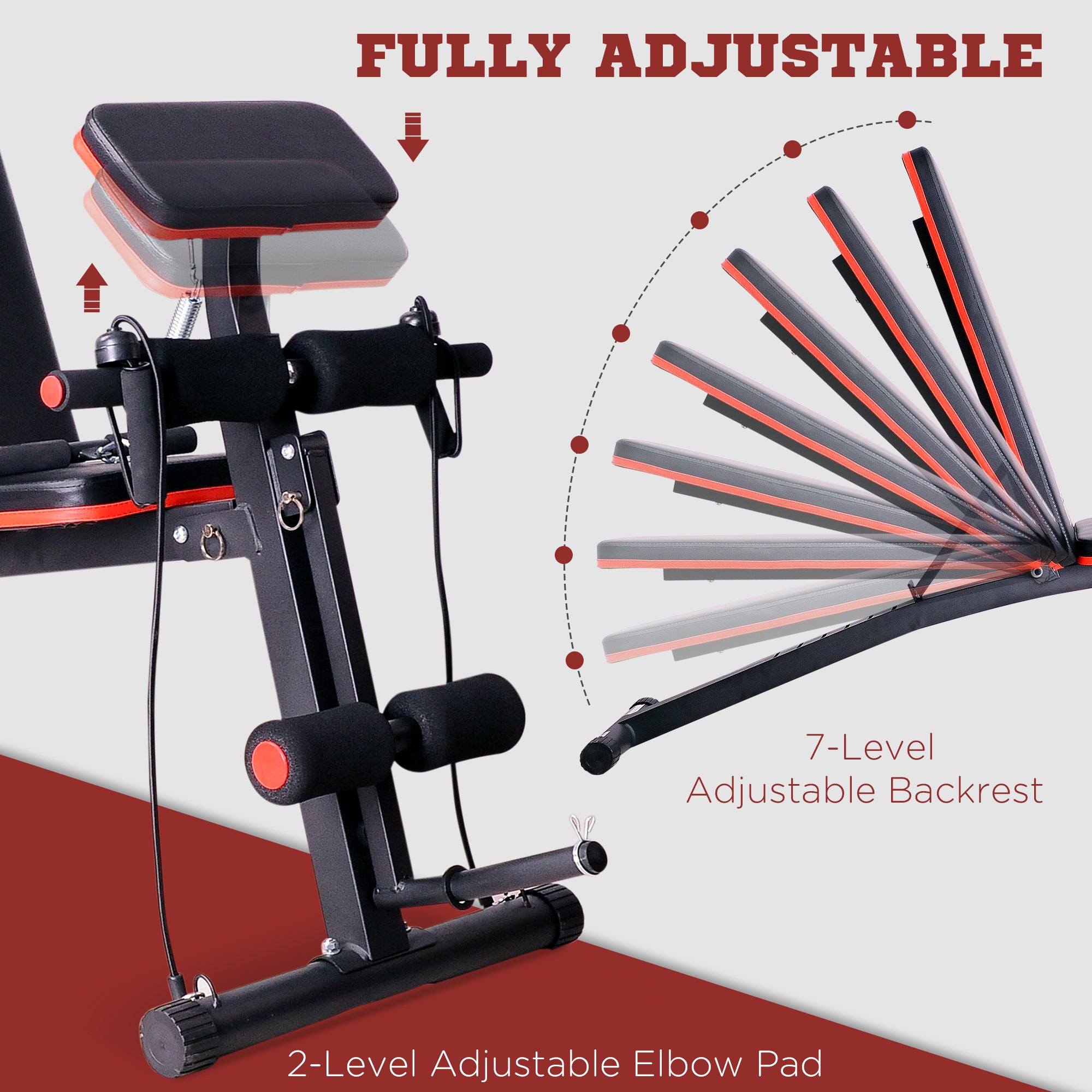 Foldable Press Bench Adjustable Dumbbell, Weight Training Bench Exercises Gym Chair, Black &; Red Weight Benches at Gallery Canada