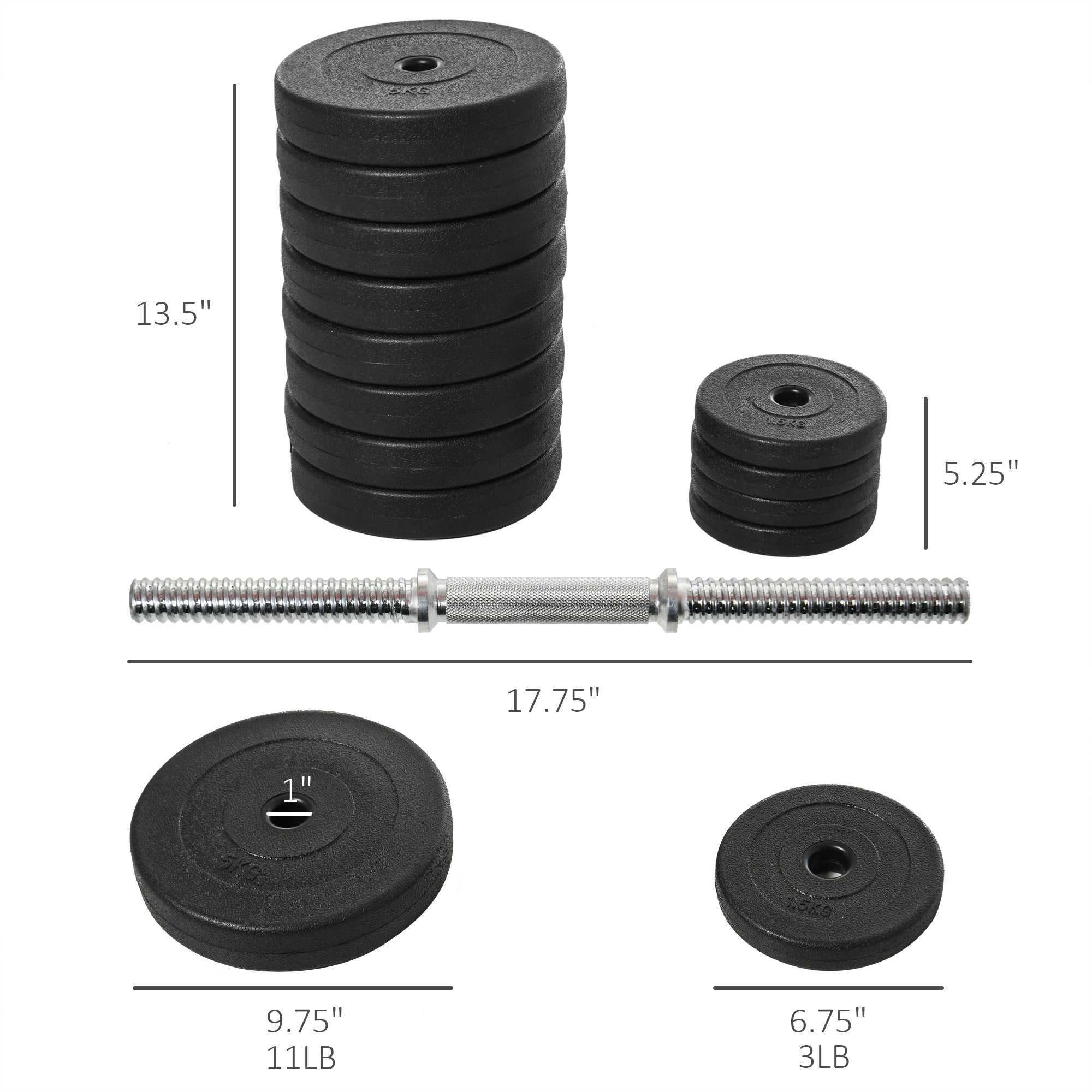 Adjustable 2 x 55lbs Weight Dumbbell Set for Weight Fitness Training Exercise Fitness Home Gym Equipment, Black (Pair) Dumbbells & Barbells at Gallery Canada