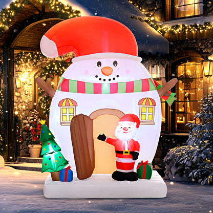 7.5FT Christmas Inflatable Decorations, Outdoor Xmas Blow Up Snowman House with Santa Claus, Built-in LED Lights Christmas Inflatables   at Gallery Canada