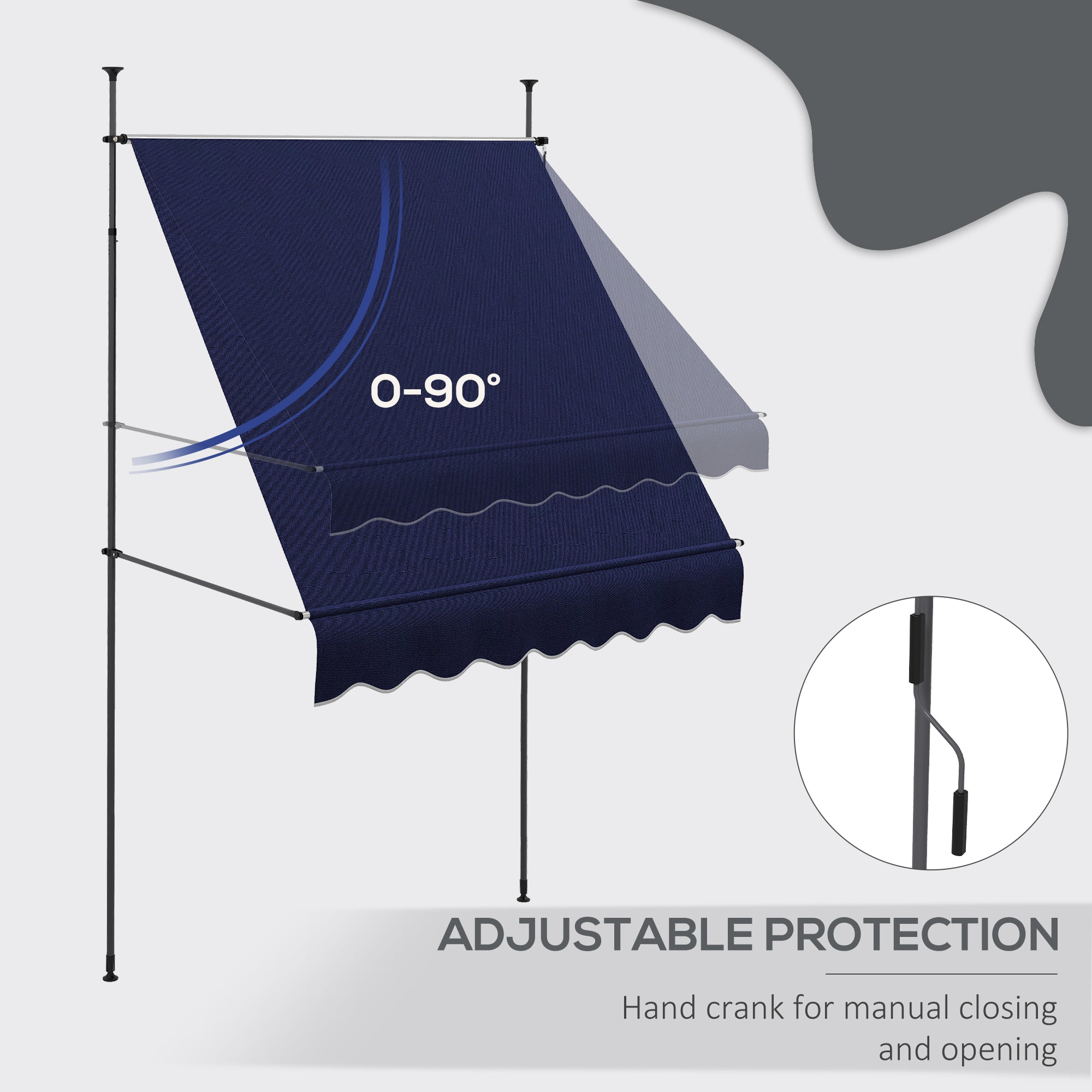 6.5' x 4' Manual Retractable Awning, Non-Screw Freestanding Patio Awning, UV Resistant, for Window or Door, Blue Patio Awnings at Gallery Canada