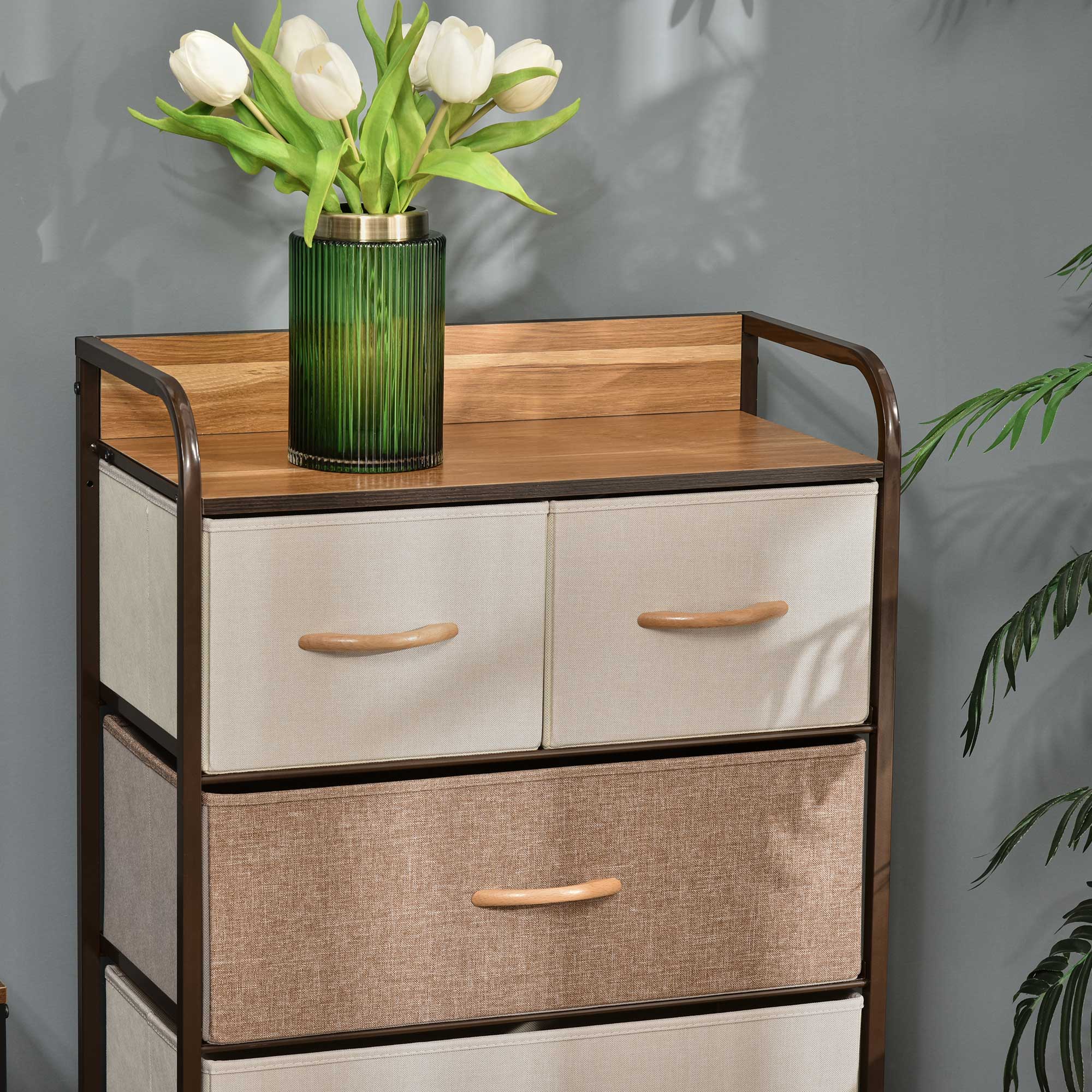 Dresser for Bedroom with 5 Drawers, Chest of Drawers with Metal Frame, Fabric Dresser for Living Room, Multi-Coloured Bedroom Furniture at Gallery Canada