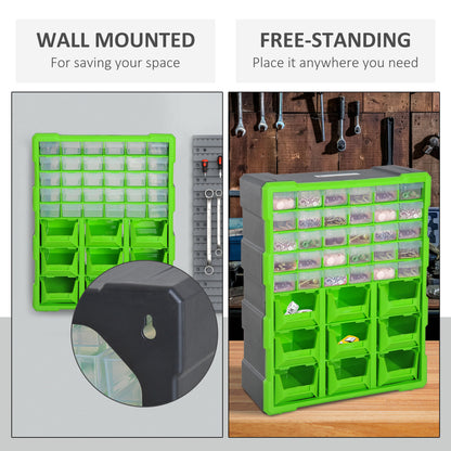 Plastic 39 Drawer Parts Organizer Wall Mount Storage Cabinet for Small Nuts Bolts Tool Green Tool Organizers   at Gallery Canada