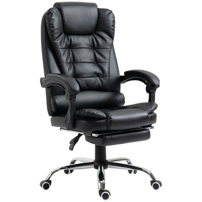 High Back Office Chair PU Leather Executive Office Chair with Retractable Footrest Padded Armrest Black Executive & Manager Chairs Black  at Gallery Canada