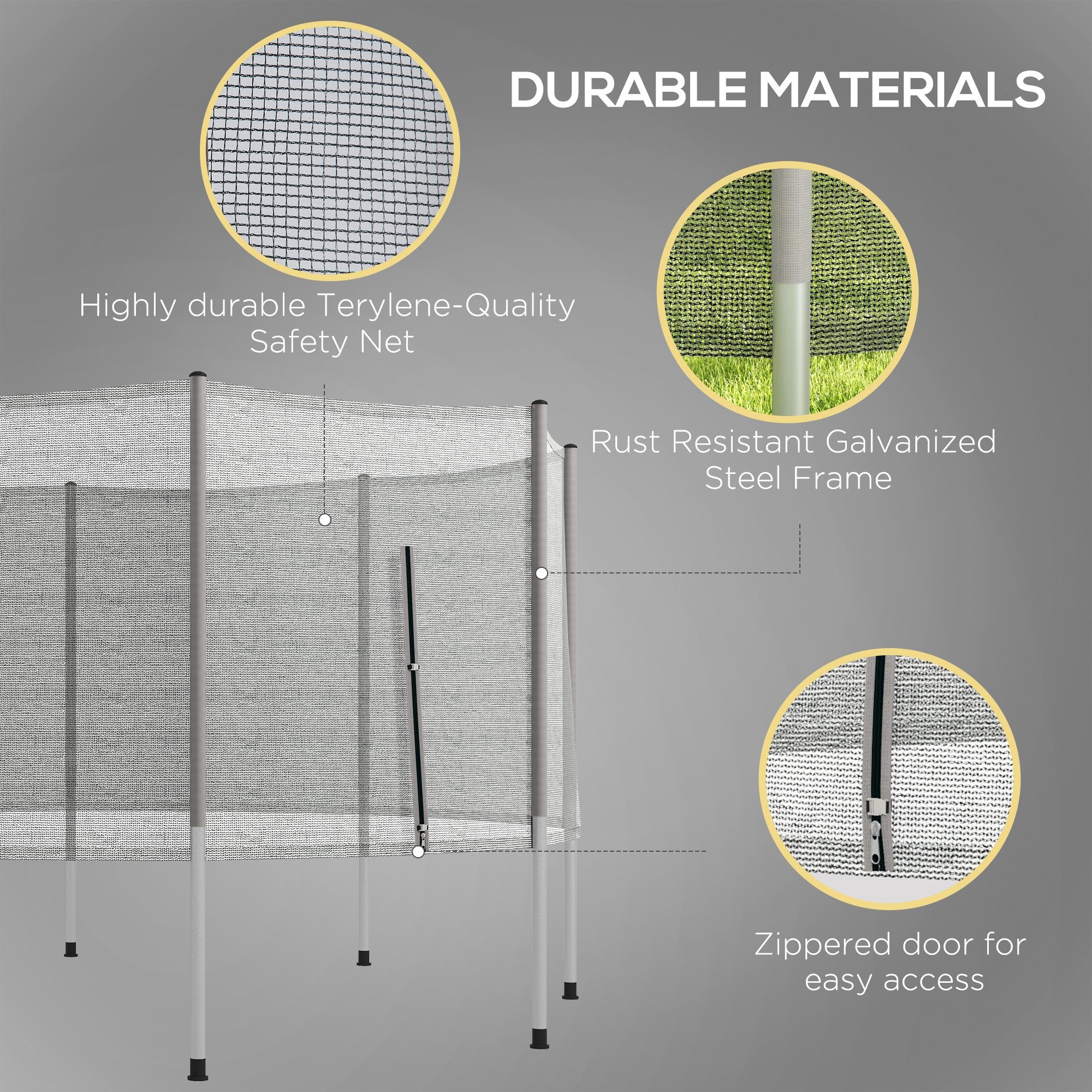2FT Replacement Trampoline Net Enclosure Safety w/ 8 Poles, Grey Trampolines at Gallery Canada