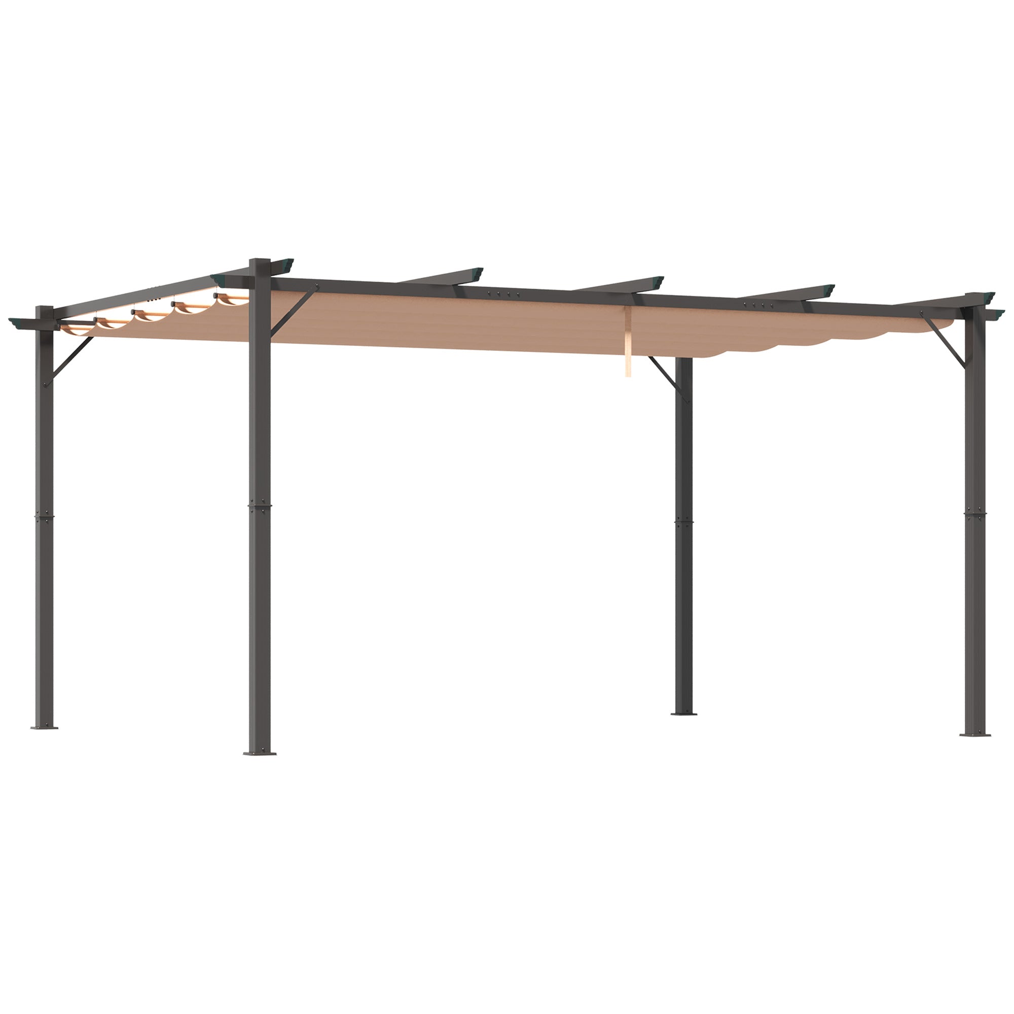 10' x 13' Outdoor Pergola Aluminium Gazebo Backyard Canopy Cover Square Sunshade Garden Grape Trellis Black Pergolas Black, Dark Grey, Coffee at Gallery Canada