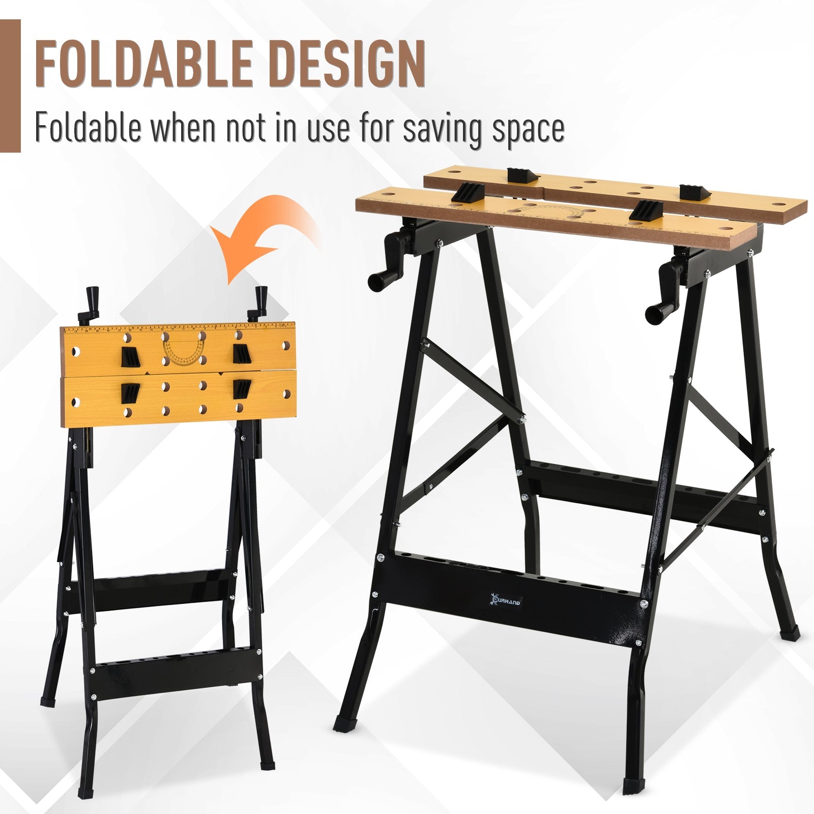 Foldable Work Bench w/ Adjustable Clamps, Carpenter Saw Table, MDF Surface, Steel Frame, 100kg/220lbs Capacity Tool Organizers   at Gallery Canada