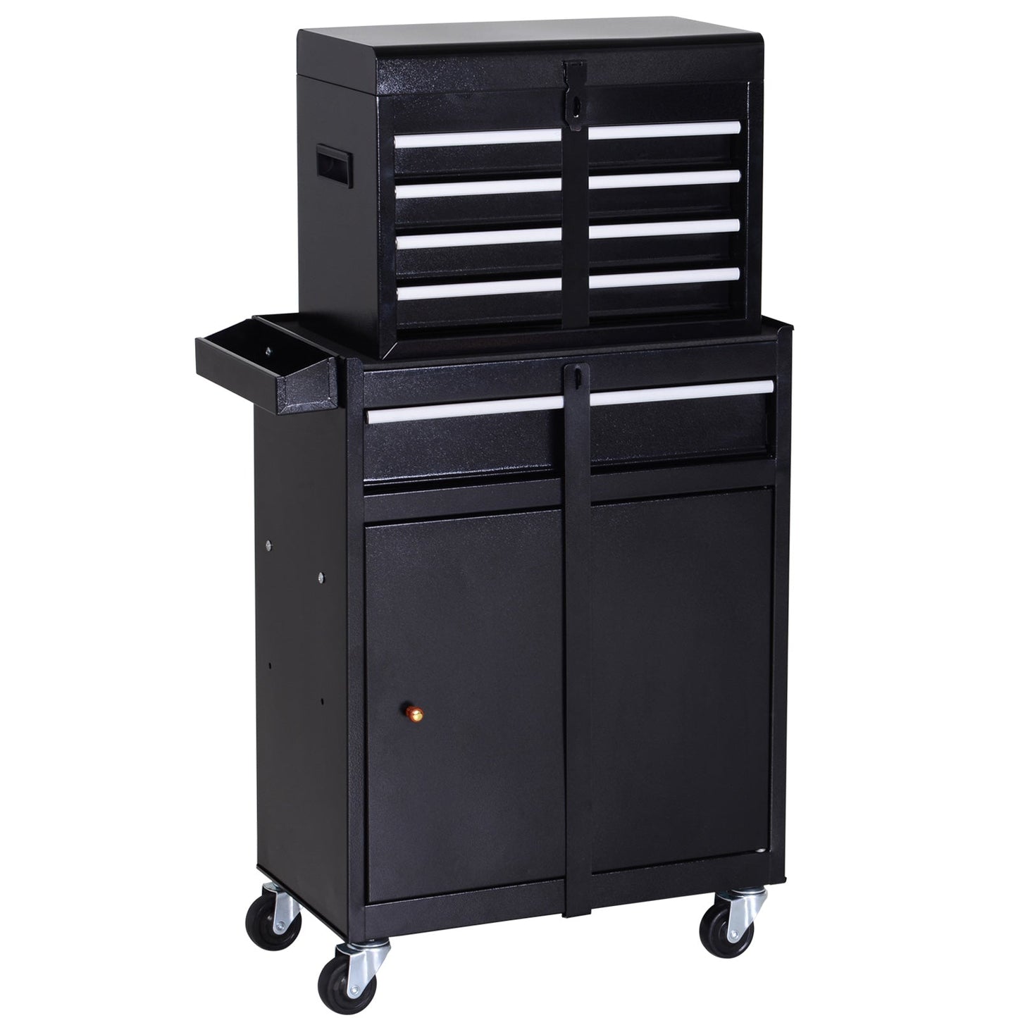 Rolling Tool Cabinet 2 in 1 Top Chest Storage Box 5 Drawers with Pegboard and Adjustable Shelf, Black Tool Organizers Black  at Gallery Canada