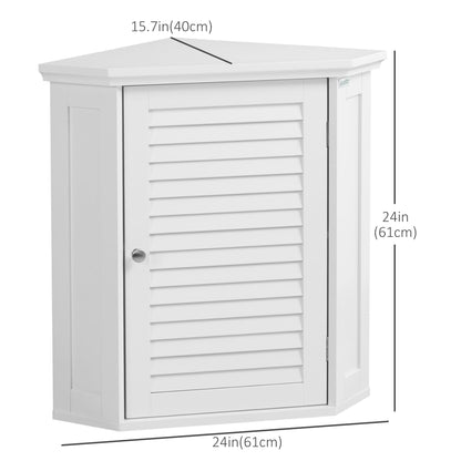 Corner Wall Cabinet, Over the Toilet Storage Cabinet with Shutter Door and Adjustable Shelf for Bathroom, Space Saving, White Wall Mounted Cabinets   at Gallery Canada