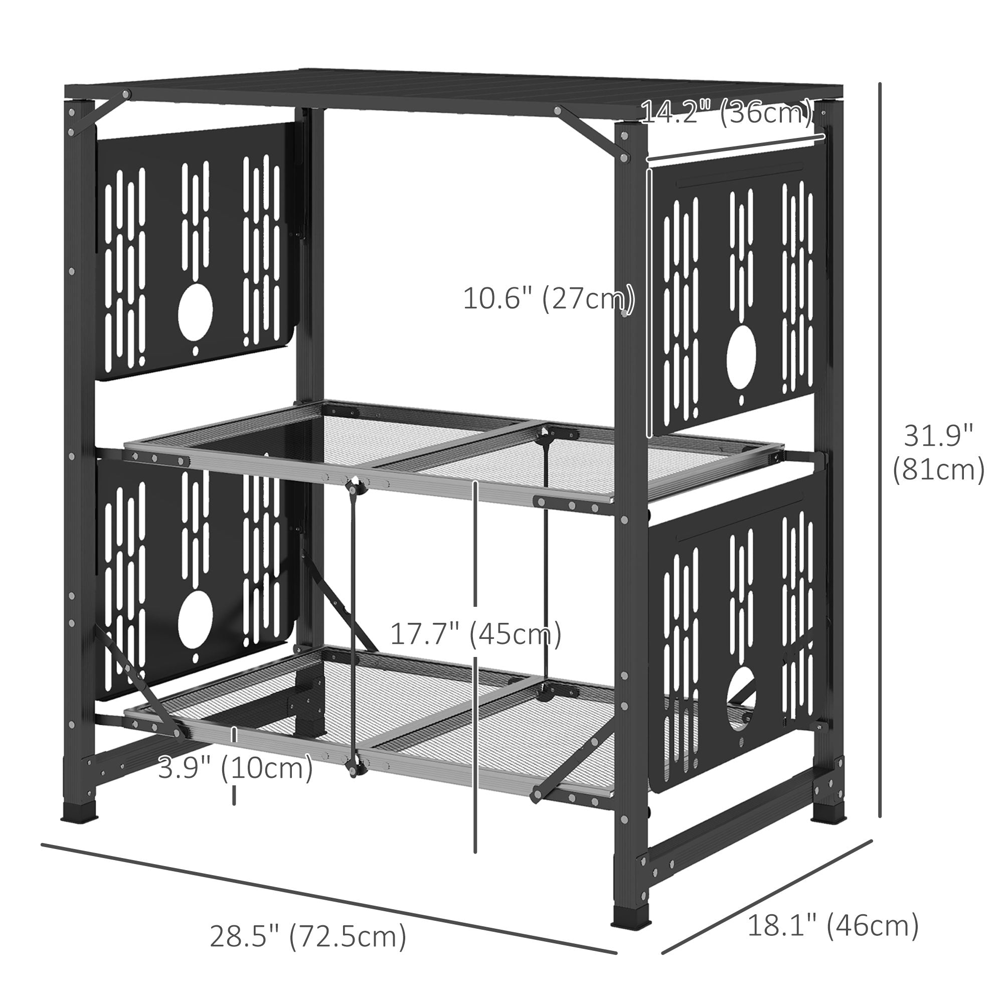 Aluminum Camping Kitchen, Folding Cook Station with Carrying Bag, 4 Side Tables, 2 Shelves for BBQ, RV, Picnic, Black Picnic Tables & Camping Chairs   at Gallery Canada