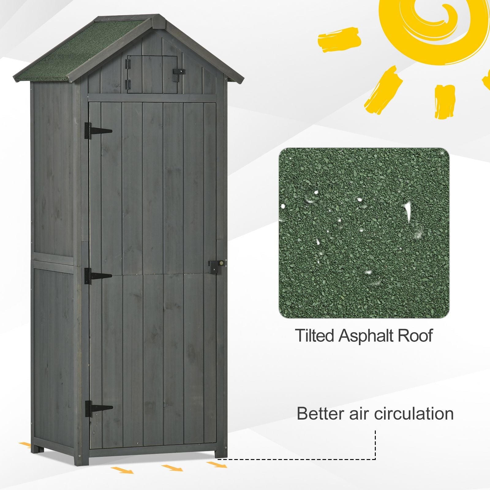 30"x21"x71" Garden Storage Shed with 3 Shelves, Water-resistant, Grey Sheds   at Gallery Canada