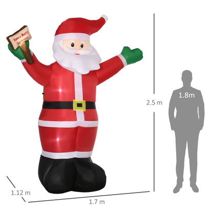 8ft Inflatable Christmas Santa Claus Holds Light Sign of Blessings, Blow-Up Outdoor LED Yard Display for Lawn Garden Party Christmas Inflatables   at Gallery Canada