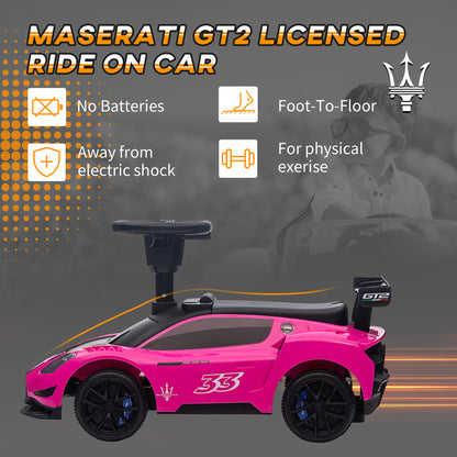 Licensed Maserati GT2 Baby Sliding Car with Storage, Music, Horn, Foot to Floor Toddler Car for 18-60 Months, Pink Push Cars for Toddlers   at Gallery Canada