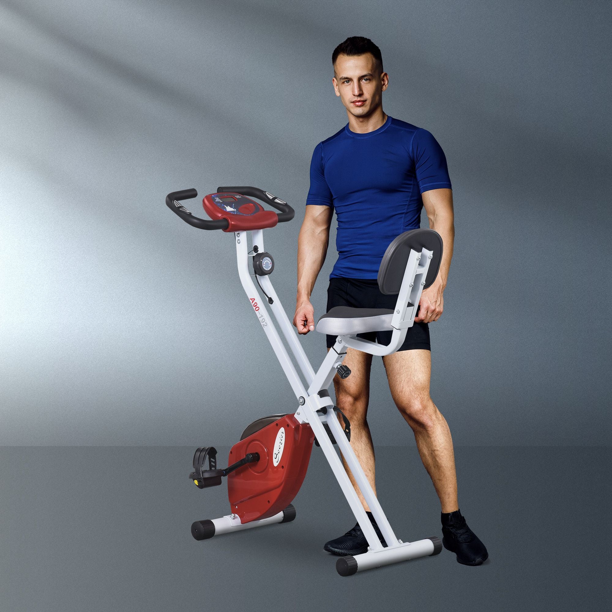 Foldable Indoor Stationary Bike with 8 Levels of Magnetic Resistance, Exercise Bike for Cardio Workout, Red Exercise & Stationary Bikes at Gallery Canada