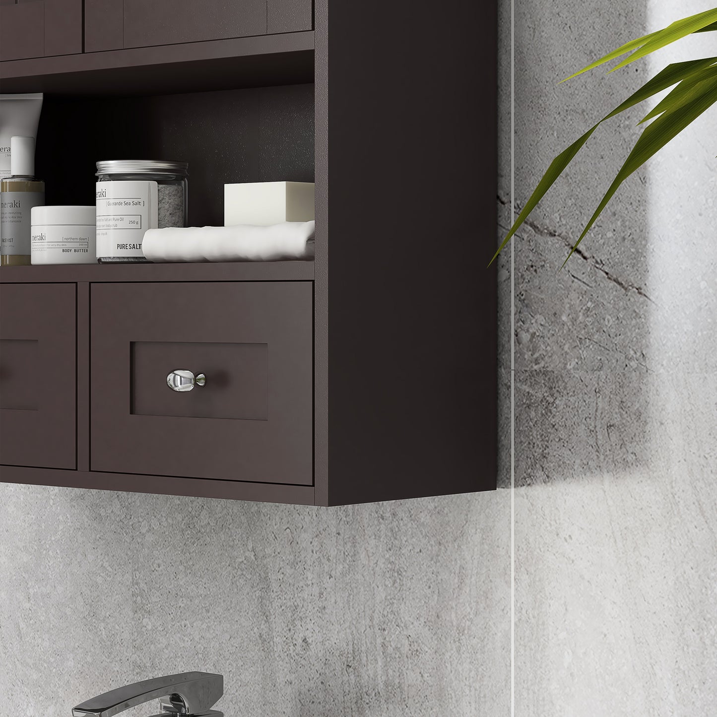 Medicine Cabinet, Bathroom Wall Cabinet with Shelf and Drawers for Hallway, Living Room, Brown Wall Mounted Cabinets   at Gallery Canada