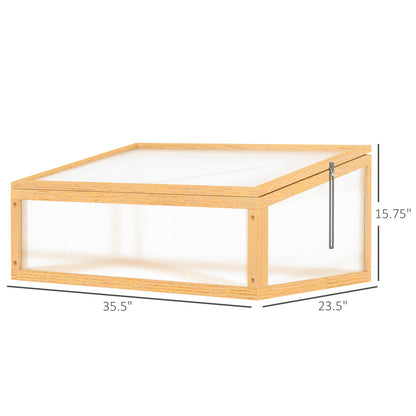 Portable Wooden Cold Frame Greenhouse Planter with Openable Top, Light Brown Cold Frame Greenhouses   at Gallery Canada