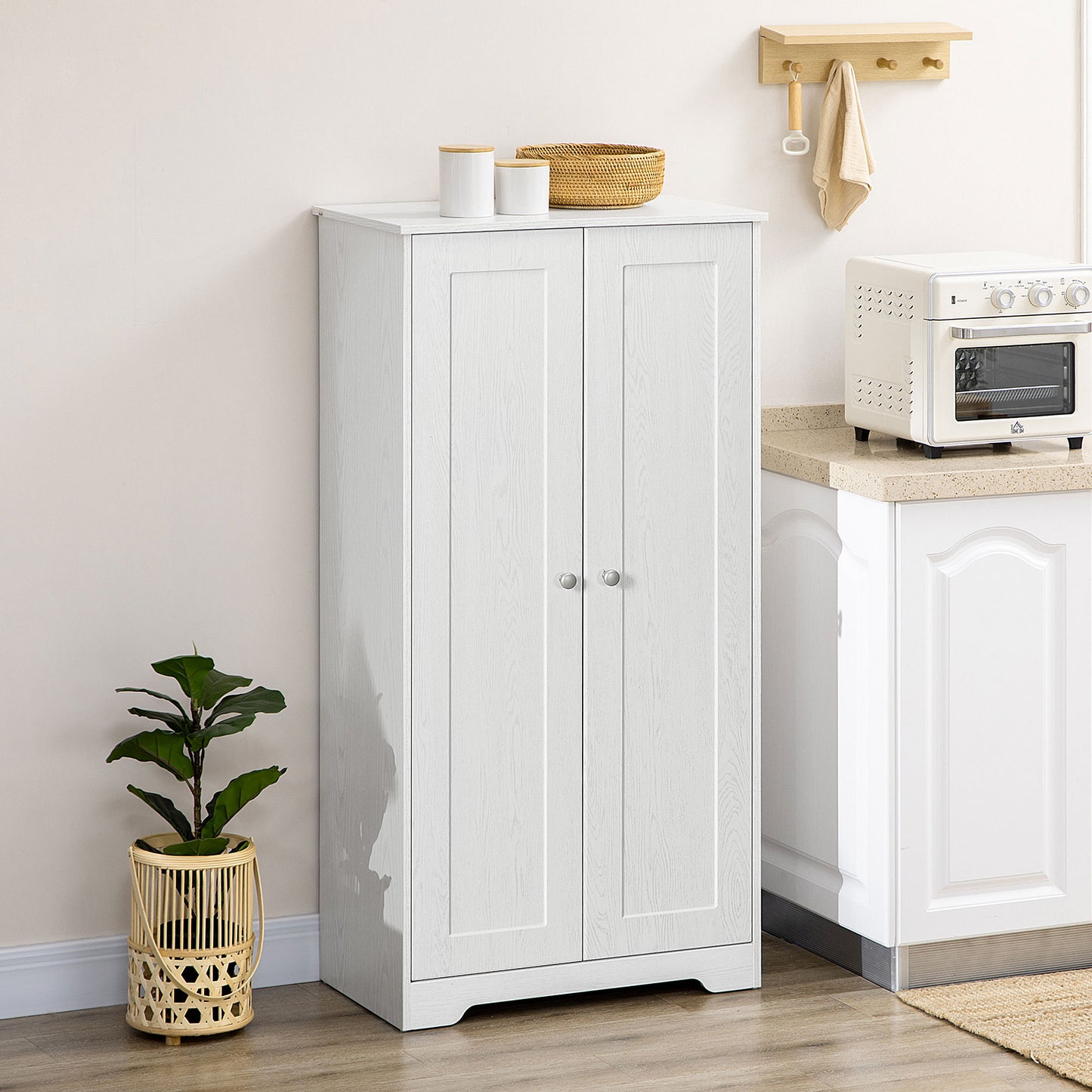 Storage Cabinet, Freestanding Kitchen Cabinet with 2 Doors, Adjustable Shelves for Living Room, White Storage Cabinets at Gallery Canada