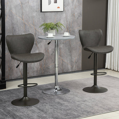 Swivel Bar Stools Set of 2, Adjustable Counter Height Bar Stools with Round Steel Base, Footrest, ‎Dark Grey Bar Stools   at Gallery Canada