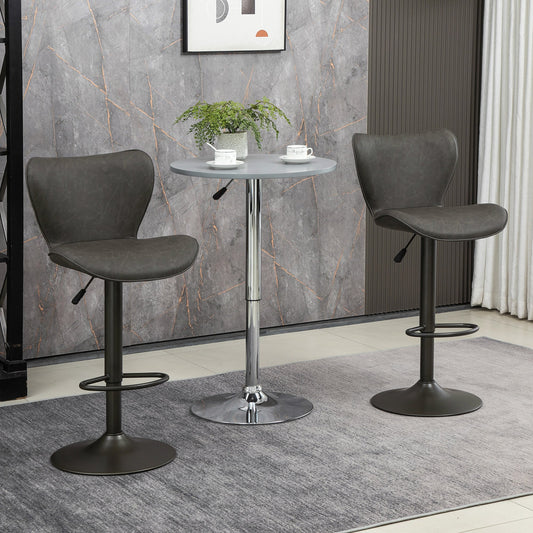 Swivel Bar Stools Set of 2, Adjustable Counter Height Bar Stools with Round Steel Base, Footrest, ‎Dark Grey - Gallery Canada