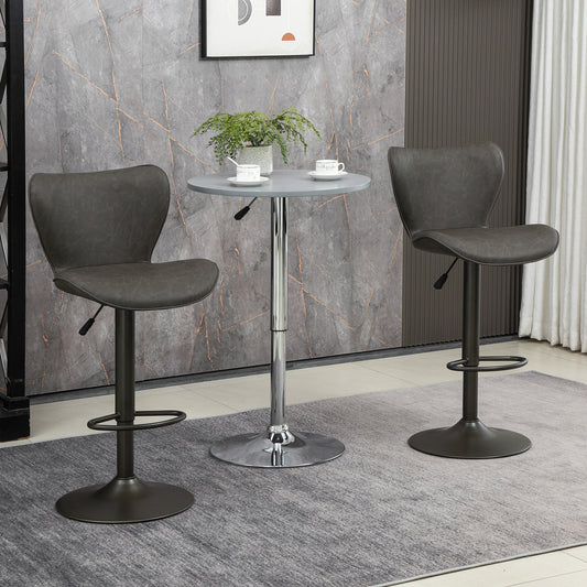 Swivel Bar Stools Set of 2, Adjustable Counter Height Bar Stools with Round Steel Base, Footrest, ‎Dark Grey Bar Stools Multi Colour  at Gallery Canada