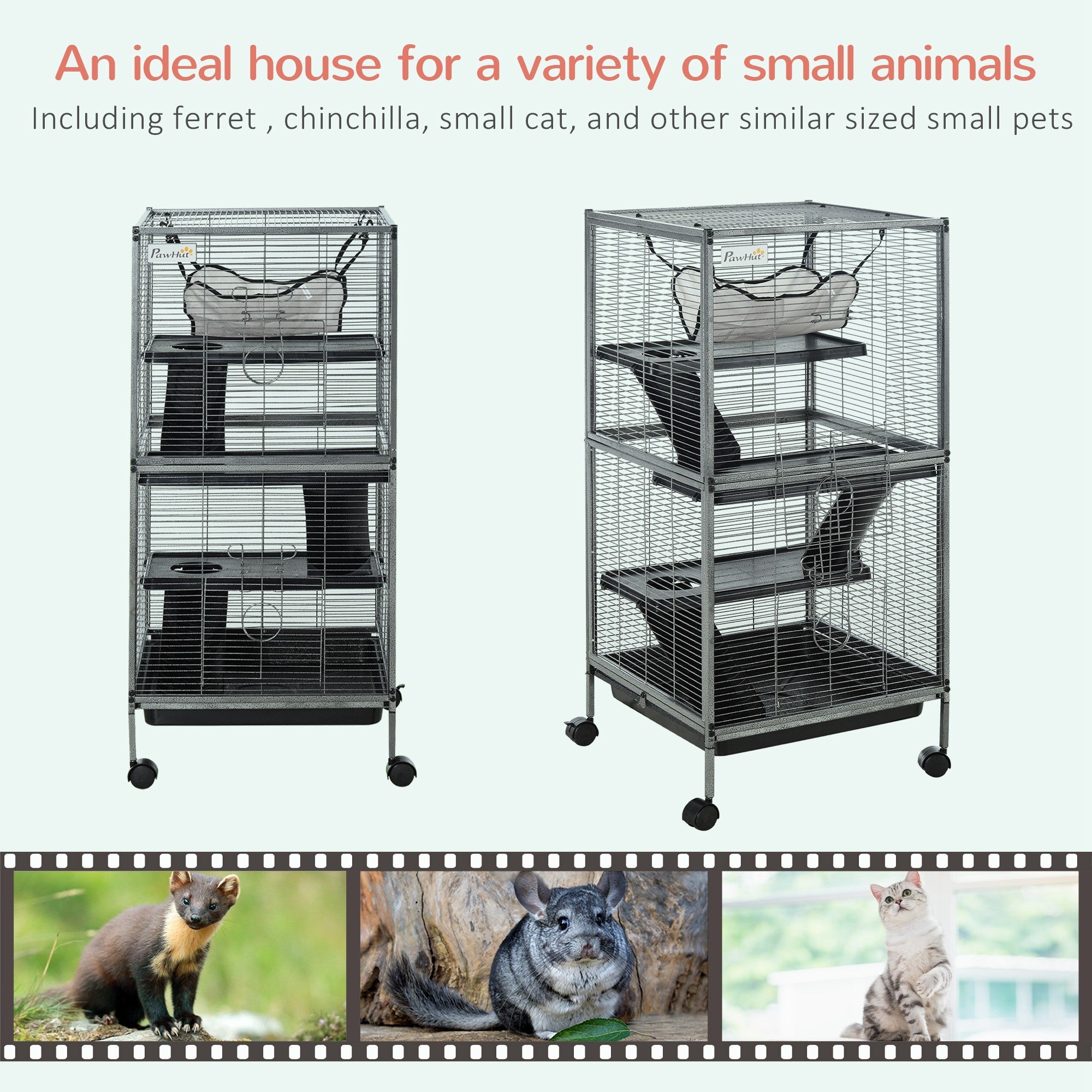 4-Tier Rolling Small Animal Cage, Deluxe Guinea Pig Cage, Ferret Cage for Mink Chinchilla Kitten Rabbit Houses & Habitats   at Gallery Canada