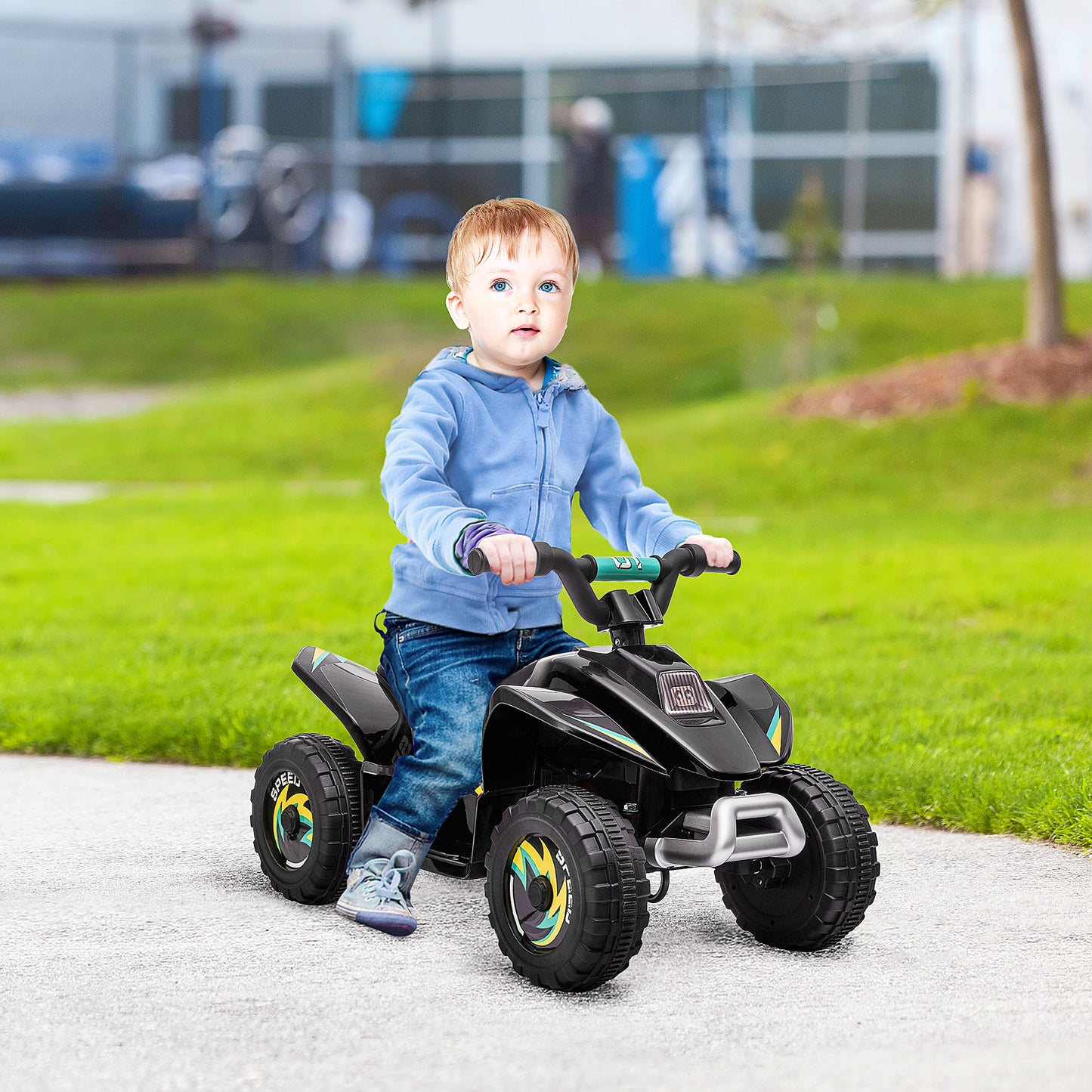 Kids Ride on ATV, 6V Battery Powered Quad Car with Forward, Reverse Switch, for Boys Girls 18-36 Months, Black Electric Toy Cars Black  at Gallery Canada