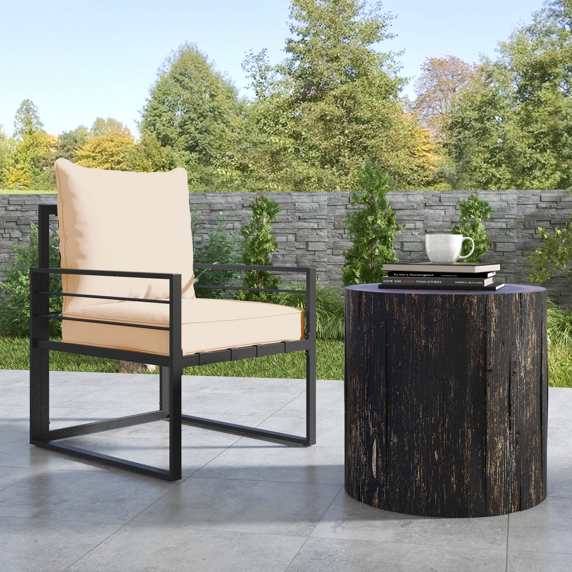 Patio Chair Cushions, Thick Deep Seat Outdoor Seat Cushion with Back Cushion, Beige Patio Chair Cushions at Gallery Canada