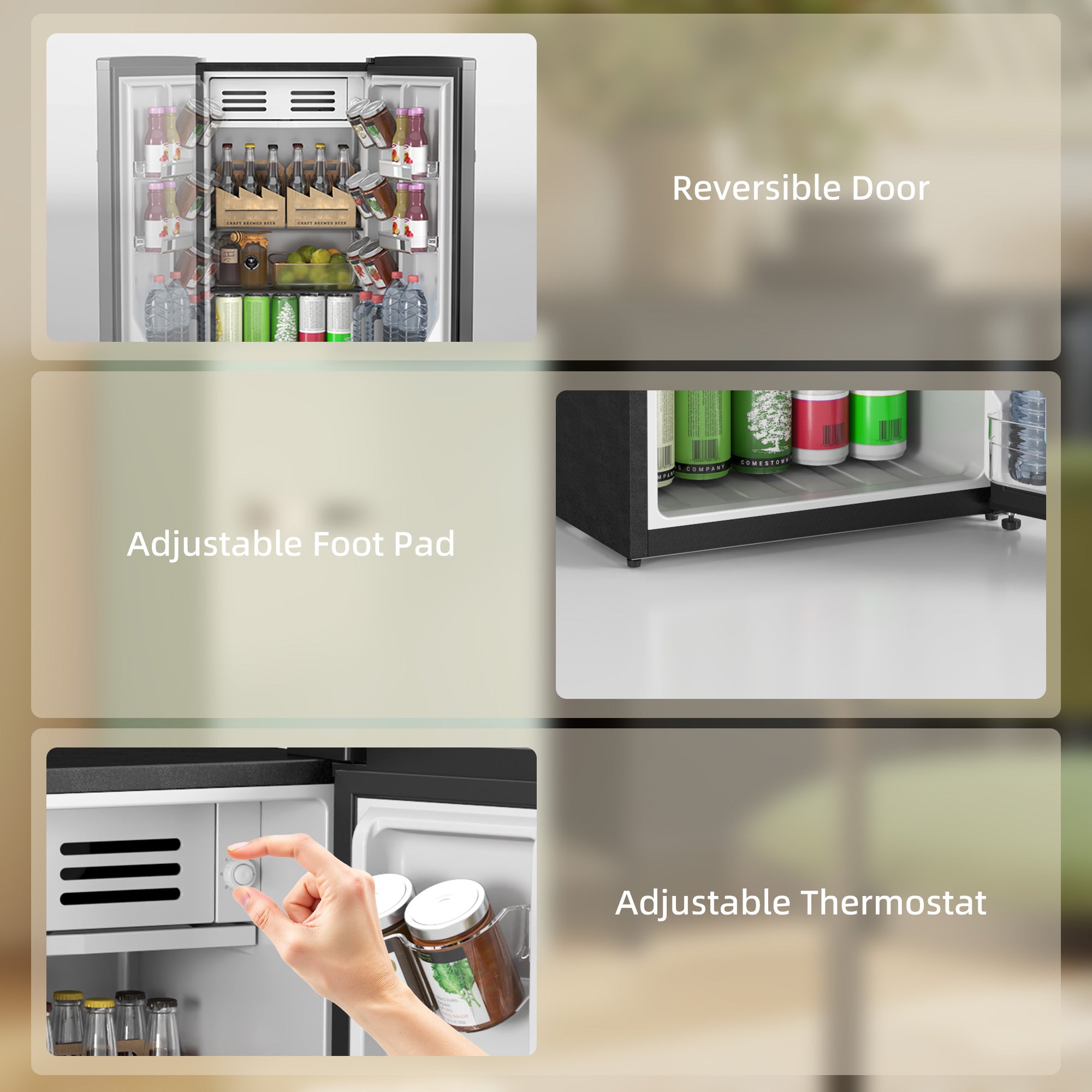 Retro Mini Fridge, 3.1 Cu. Ft Single Door Compact Refrigerator with Adjustable Thermostat, 2 Glass Shelves, Black Small Kitchen Appliances at Gallery Canada