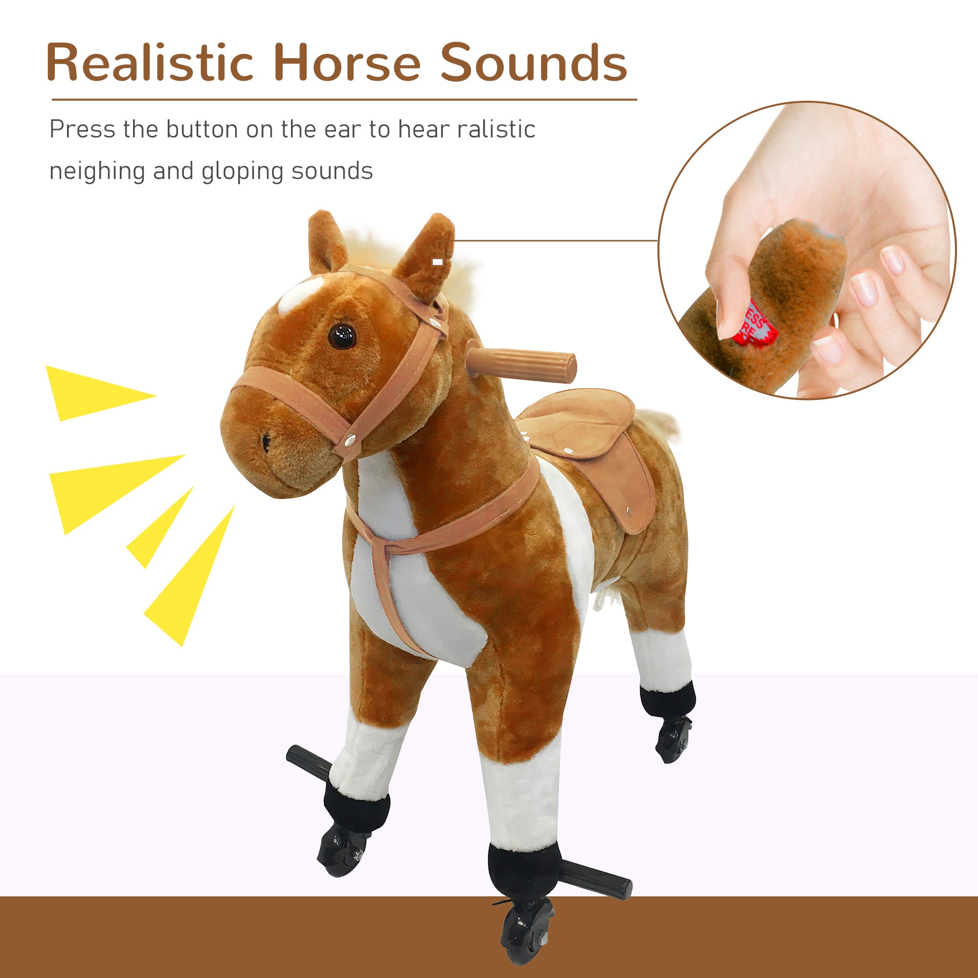Kids Rocking Horse, Large Walking Ride on Toy for Toddlers 3 year old, Baby Plush Animal Rocker with Sound and Wheel, Brown Rocking Horses at Gallery Canada