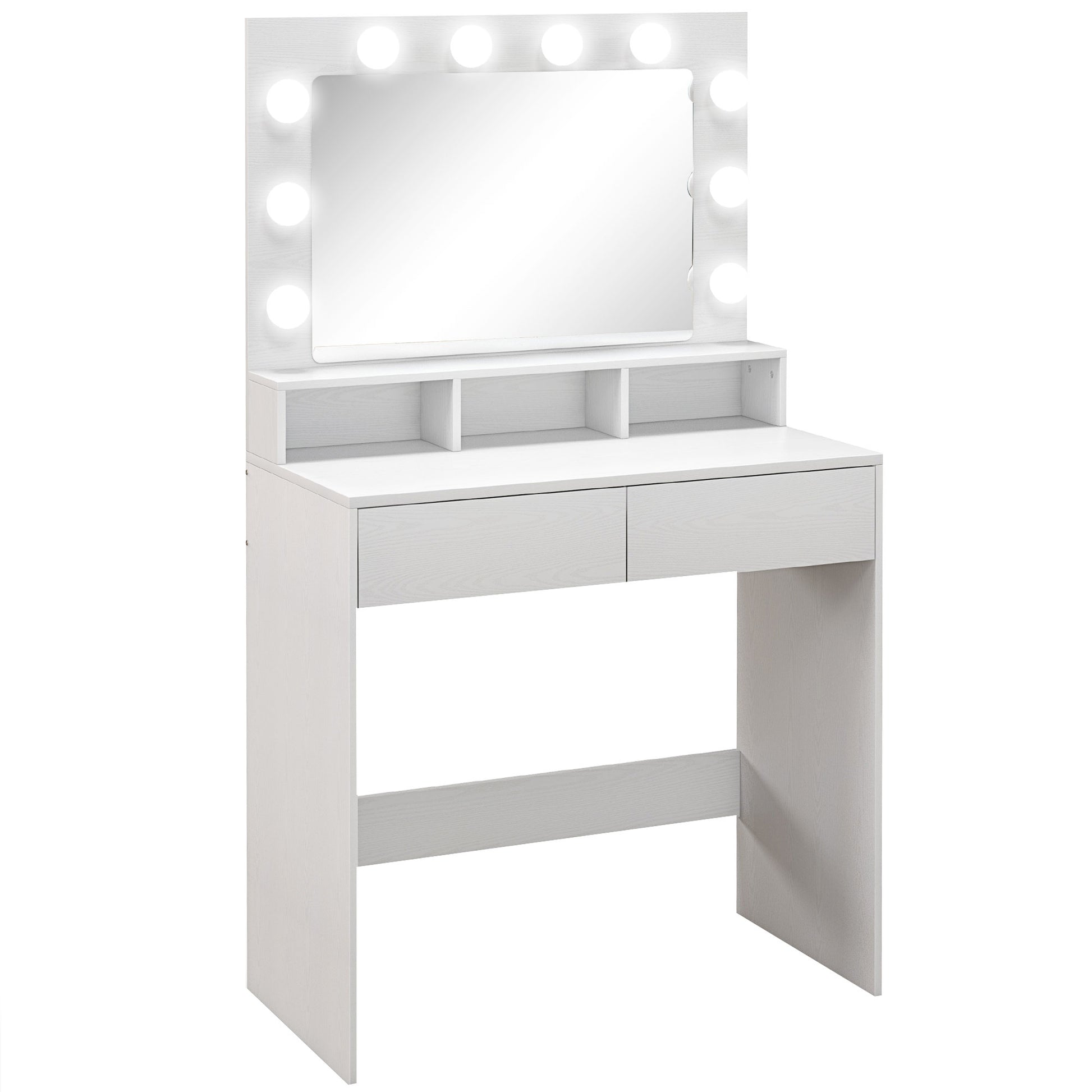 Vanity Table, Makeup Dressing Table with LED Lighting Mirror, Drawers, for Bedroom, White Dressing & Vanity Tables   at Gallery Canada