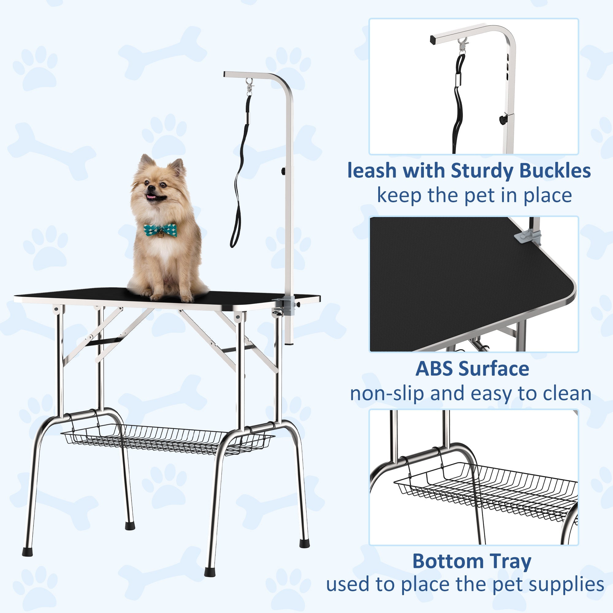 36-inch Dog Grooming Table Stainless Steel QUALITY GUARANTEED with Adjustable Arm and Basket Dog Grooming Tables   at Gallery Canada