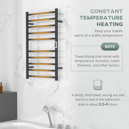 Wall Mounted Heated Towel Rack 10-Bar Electric Towel Warmer with Timer Adjustable Temperature Plug-in Bath Accessories   at Gallery Canada