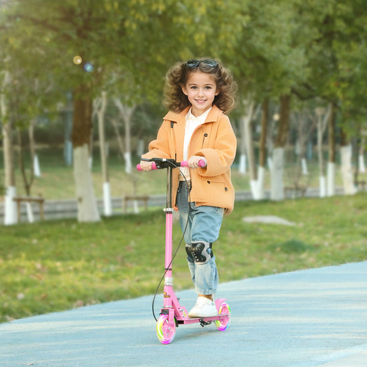 Scooter for Kids Ages 3-8 with Light Up Wheels, Adjustable Handlebar, Rear Brake &; Handbrake for Girls and Boys, Pink Scooters at Gallery Canada