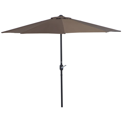 9ft Half Round Umbrella Outdoor Patio Garden Balcony Parasol Window Sun Shade w/ 5 Ribs Coffee