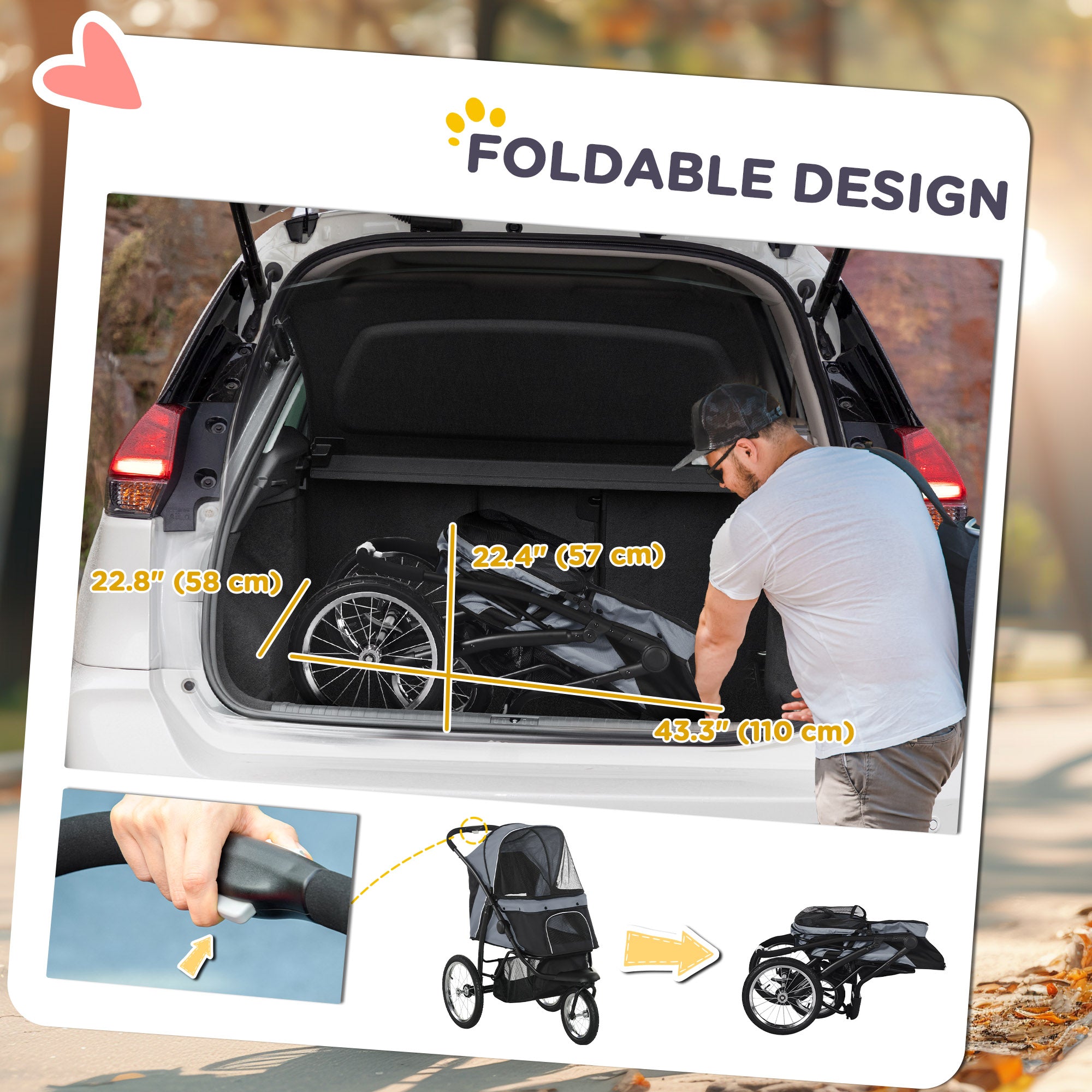 3 Big Wheels Pet Stroller for Small, Medium Dogs, Cat Stroller Travel Folding Carrier with Adjustable Canopy, Black Dog Bike Trailers & Strollers at Gallery Canada