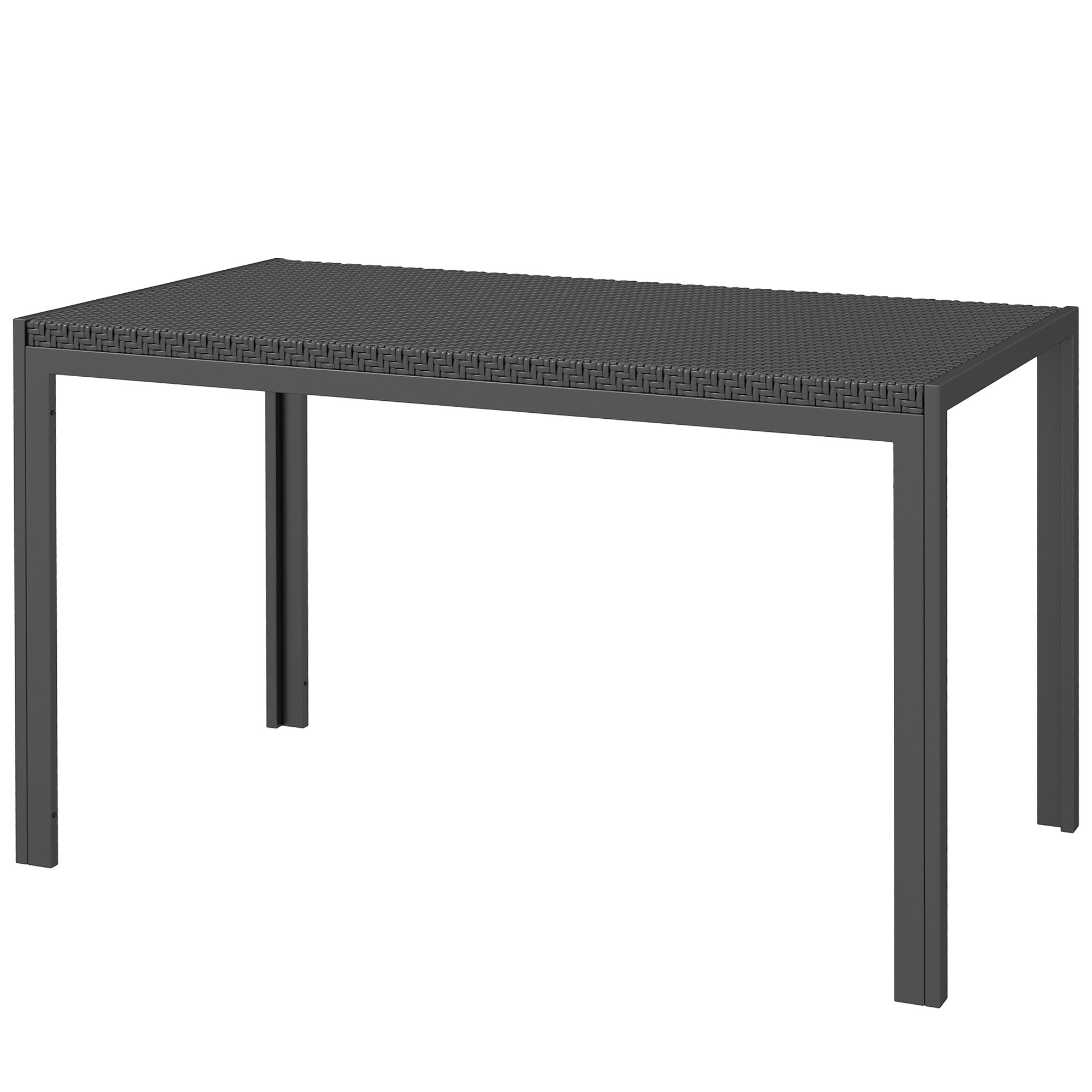 Rectangular Outdoor Dining Table, 4-Seat Patio Table with PE Rattan Wicker Tabletop for Backyard and Lawn, Black Patio Dinning Tables Black at Gallery Canada