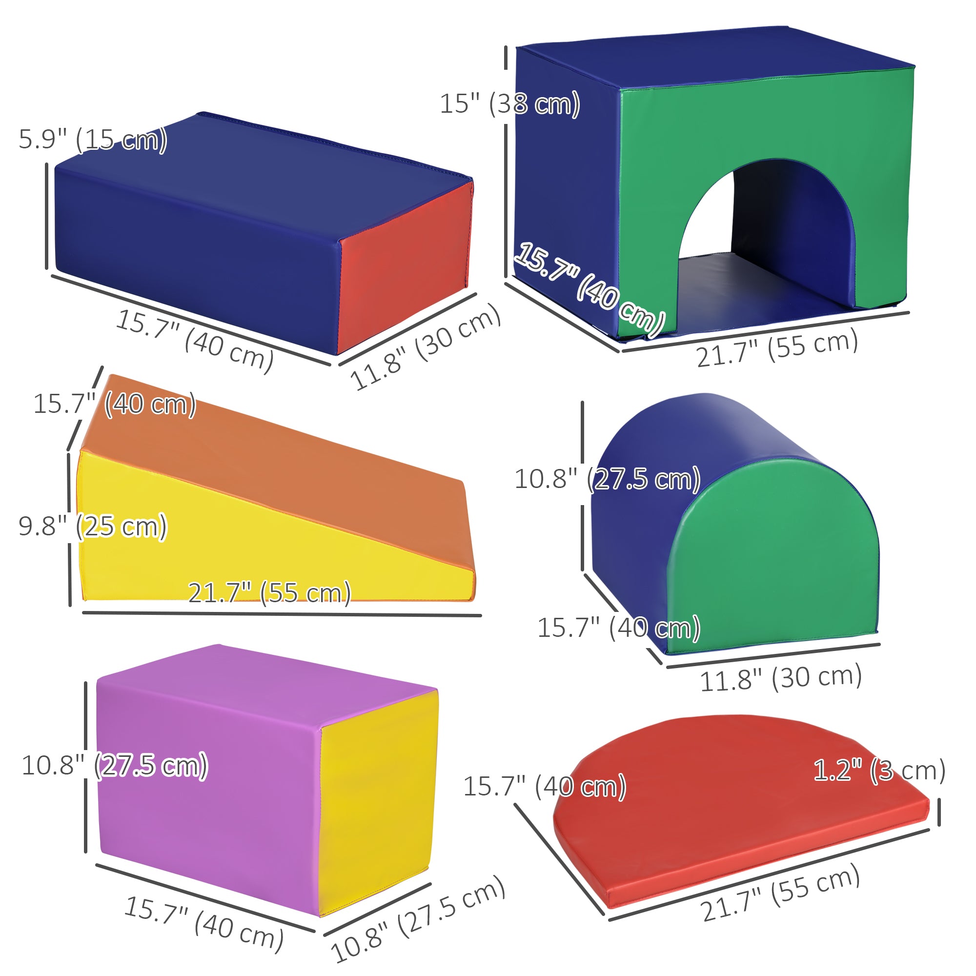 7-piece Soft Play, Foam Climbing Blocks for Toddlers, Kids' Educational Climbing Crawling Toys, Kids Foam Play Set Stairs and Ramp, Multicolored Baby Gym & Playmats at Gallery Canada