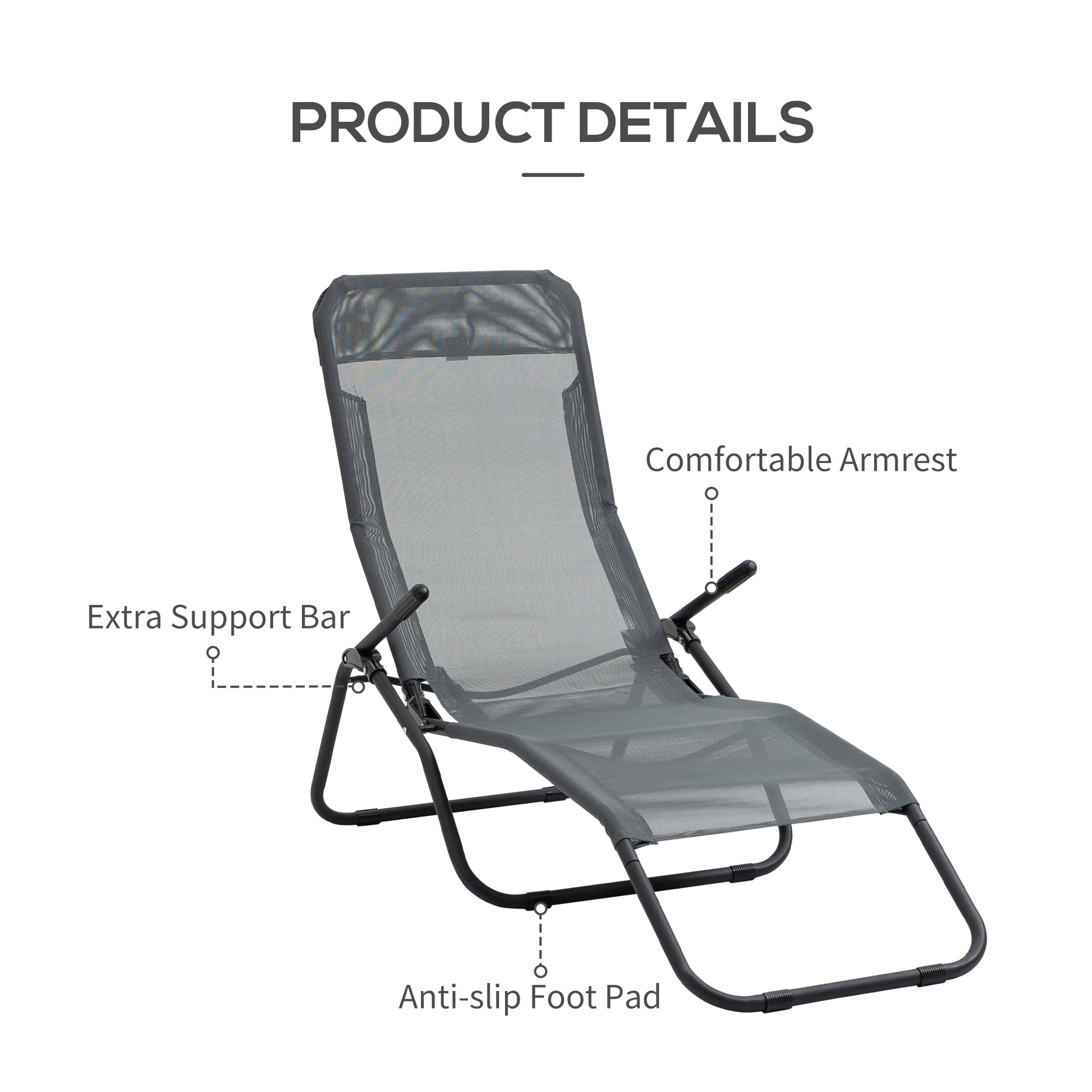 Zero Gravity Reclining Patio Lounge Chair with Footrests and Armrests, Grey Lounger Chairs   at Gallery Canada