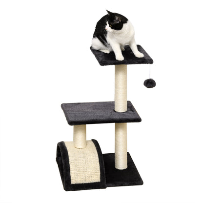 28" Cat Tree with Scratching Post, Pad, Toy Ball for Indoor Cats, Grey Cat Towers   at Gallery Canada