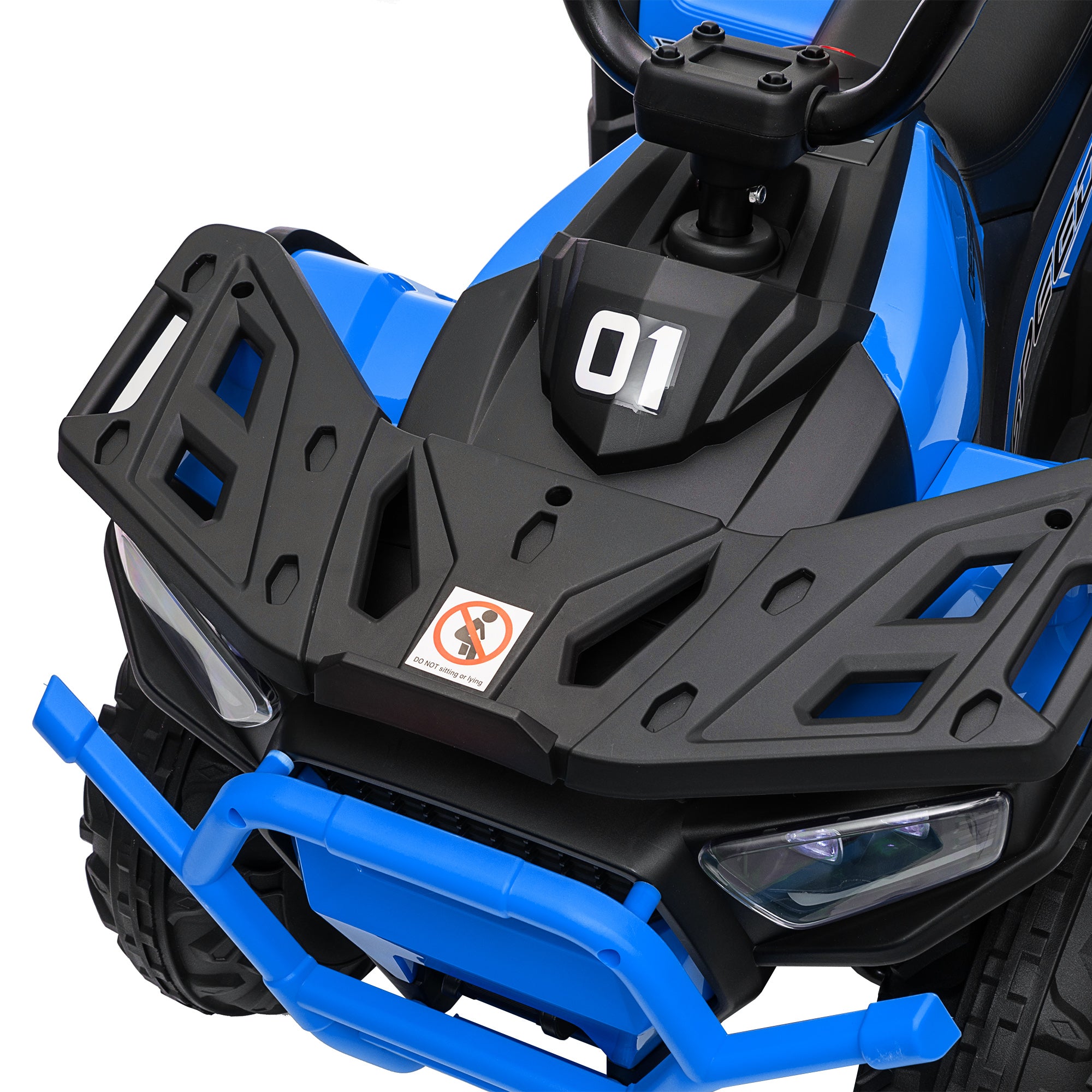 Kids ATV, 12V Battery Powered Electric Ride on Toy w/ Spring Suspension, Storage Basket, High &; Low Speed, Blue Electric Ride On Toys at Gallery Canada