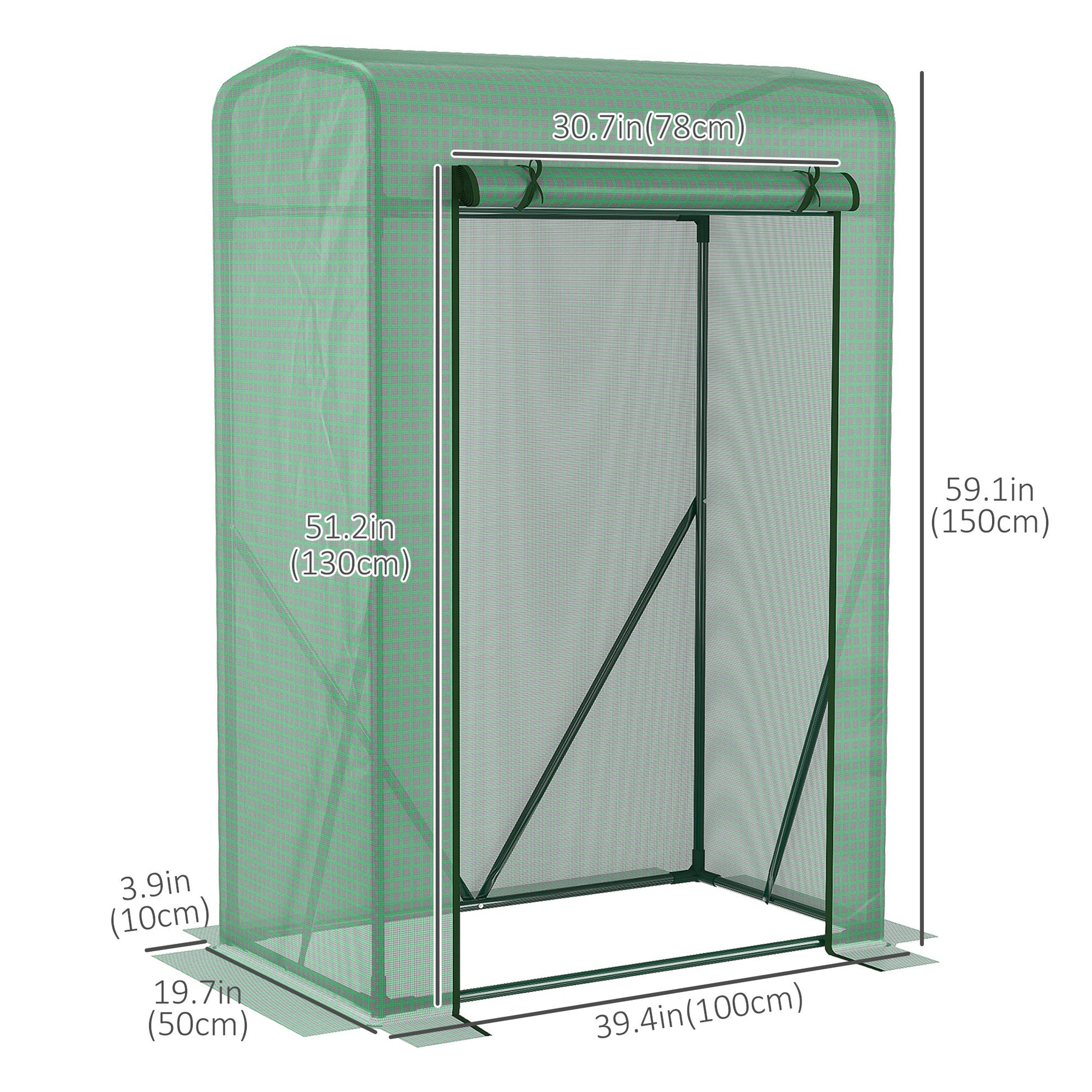 39" x 20" x 59" Outdoor Tomato Greenhouse with Zipper Roll-up Door, Mini Plant Growhouse Hot House with Steel Frame, PE Cover Mini Greenhouses   at Gallery Canada