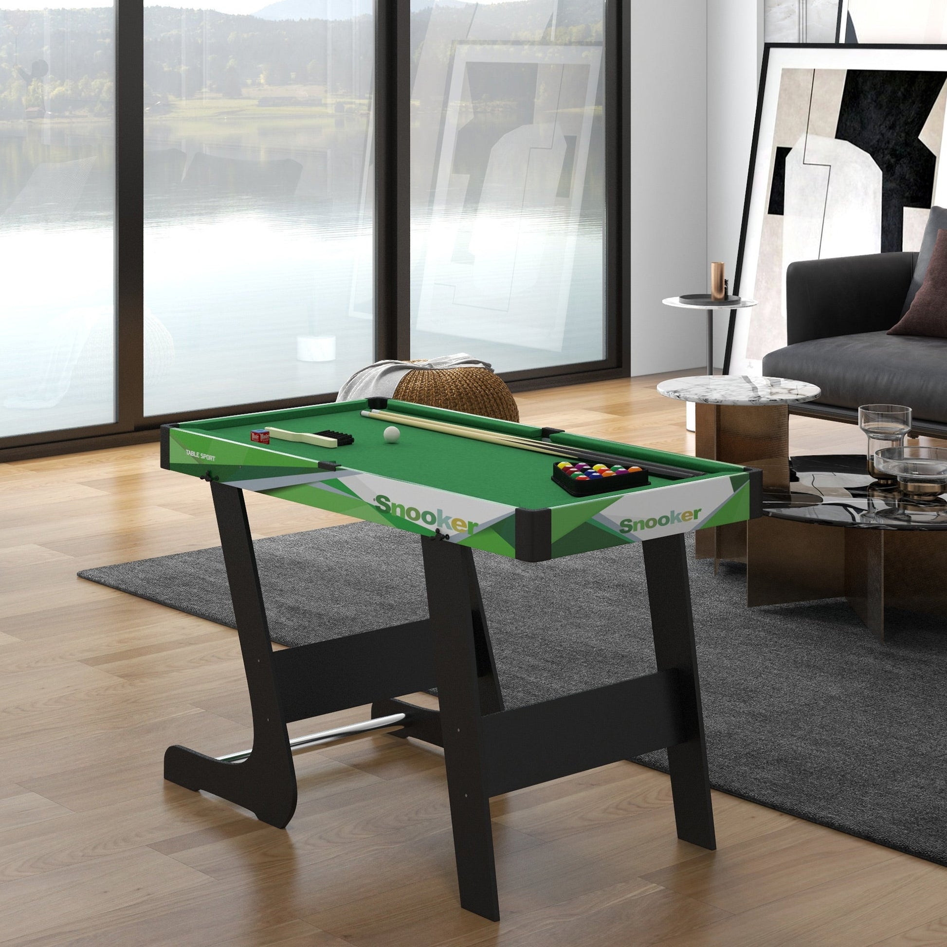 41" Mini Pool Table Set Folding Billiard Table with 2 Cues, 16 Balls, Chalk, Triangle, Brush, Green Game Tables   at Gallery Canada