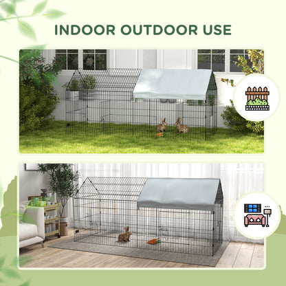 87" Small Animal Cage with Roof, Indoor/Outdoor Use, for Chicken, Rabbits, Chinchillas, Silver Houses & Habitats   at Gallery Canada