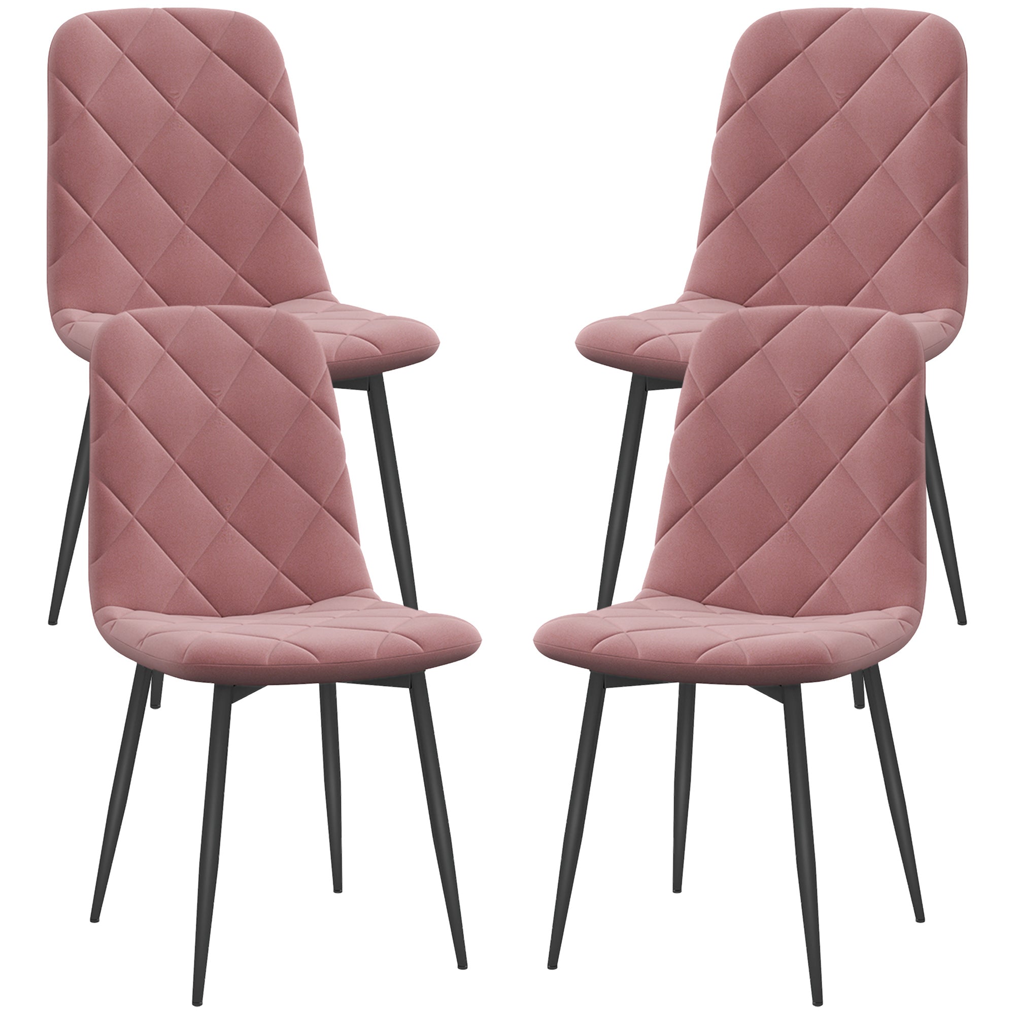 Dining Chairs Set of 4, Upholstered Dining Room Chairs with Steel Legs, Modern Kitchen Chair for Dining Room, Pink Dining Chairs   at Gallery Canada