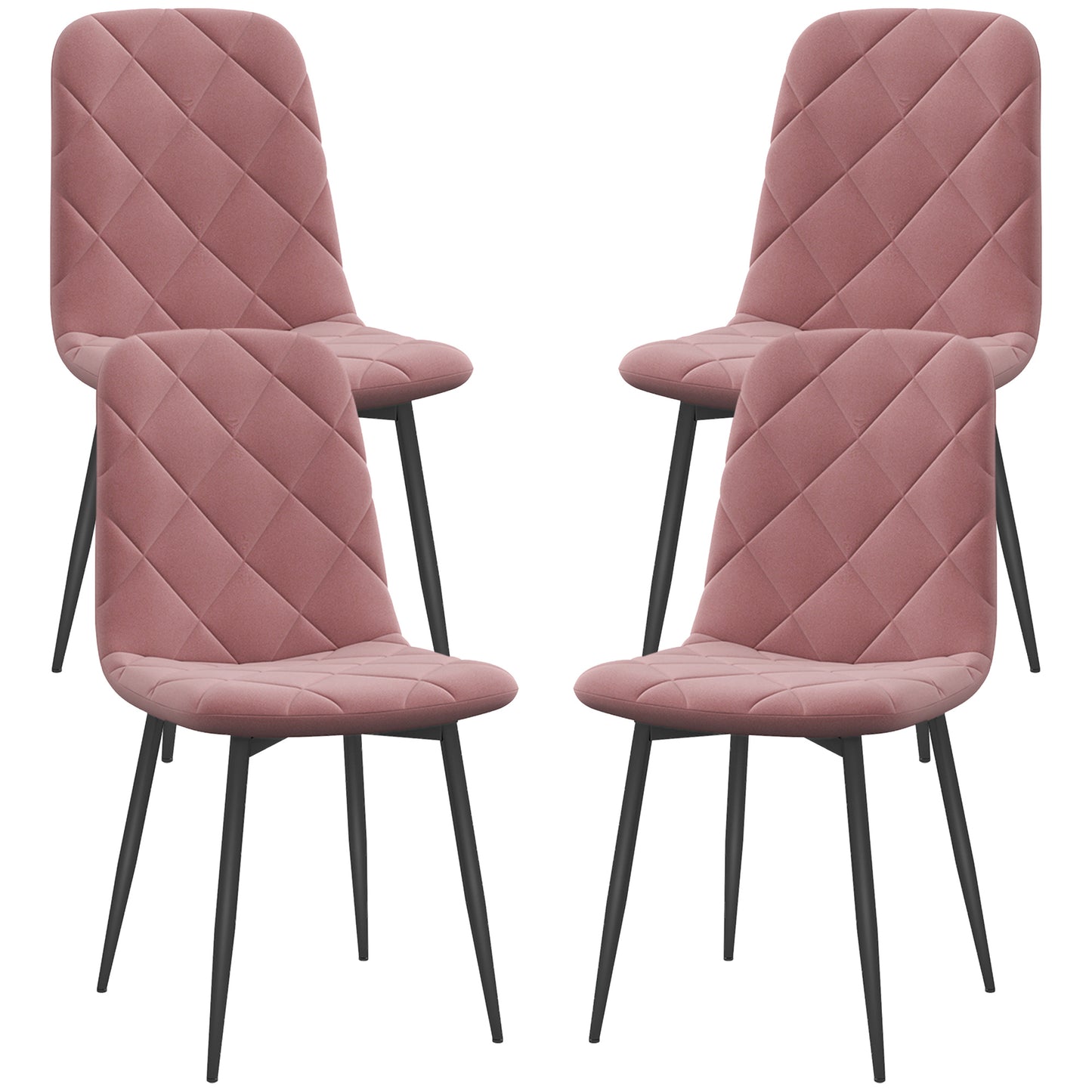 Dining Chairs Set of 4, Upholstered Dining Room Chairs with Steel Legs, Modern Kitchen Chair for Dining Room, Pink Dining Chairs   at Gallery Canada