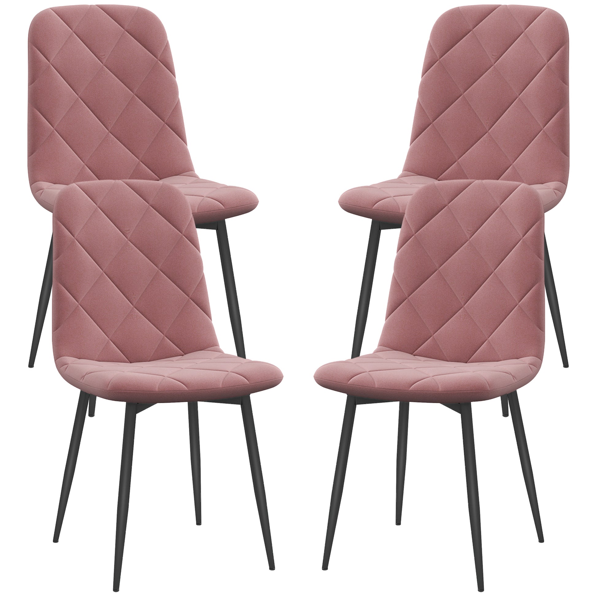 Dining Chairs Set of 4, Upholstered Dining Room Chairs with Steel Legs, Modern Kitchen Chair for Dining Room, Pink Dining Chairs   at Gallery Canada