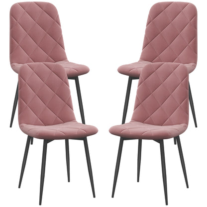 Dining Chairs Set of 4, Upholstered Dining Room Chairs with Steel Legs, Modern Kitchen Chair for Dining Room, Pink Dining Chairs   at Gallery Canada