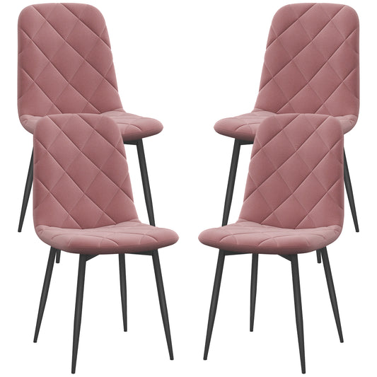 Dining Chairs Set of 4, Upholstered Dining Room Chairs with Steel Legs, Modern Kitchen Chair for Dining Room, Pink Dining Chairs   at Gallery Canada