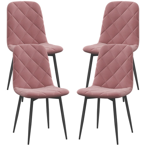 Dining Chairs Set of 4, Upholstered Dining Room Chairs with Steel Legs, Modern Kitchen Chair for Dining Room, Pink