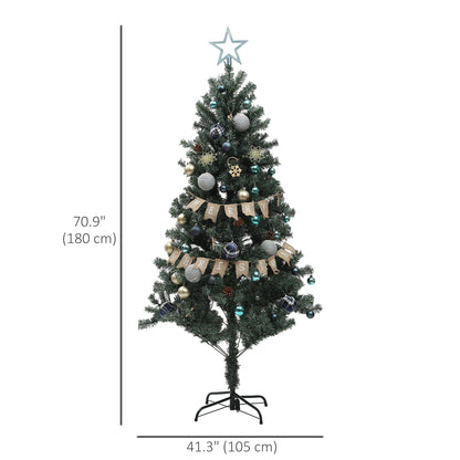 6ft Artificial Prelit Christmas Tree with 150 Warm White LED Lights, Pre Decorated Xmas Tree for Home Office Holiday Pre Lit Christmas Trees   at Gallery Canada